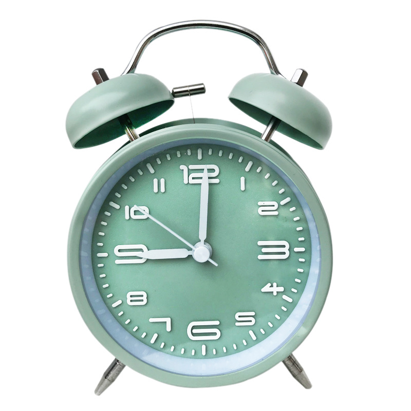 4-Inch Metal Bell Alarm Clock Ultra-Silent 3D Digital Scale Colorful Large Alarm Clock