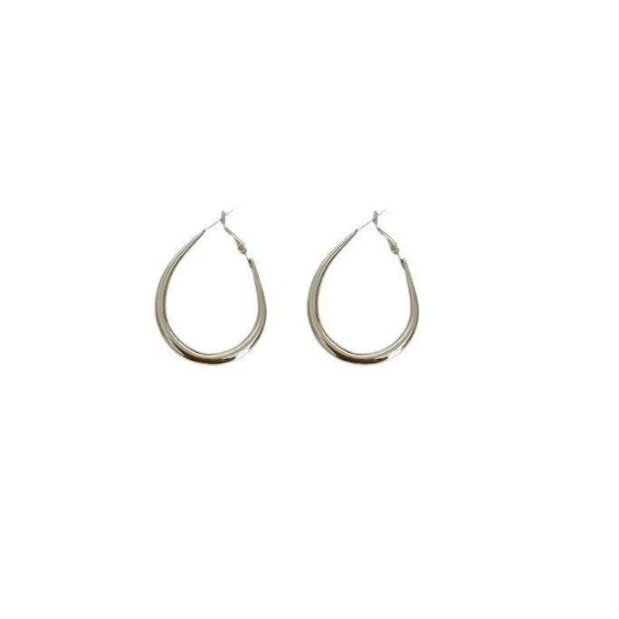 Sweet cool style plain hoop earrings minimalist simple round face ear clip circle ear accessory