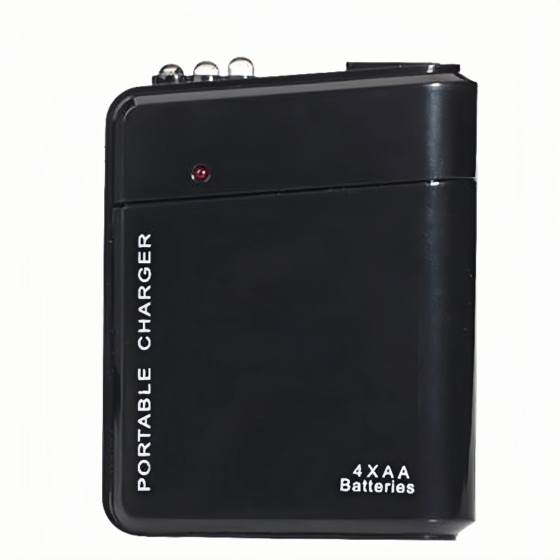 Backup 4AA slide cover emergency charger portable 4x 5号 dry battery with LED light phone charging mobile power bank