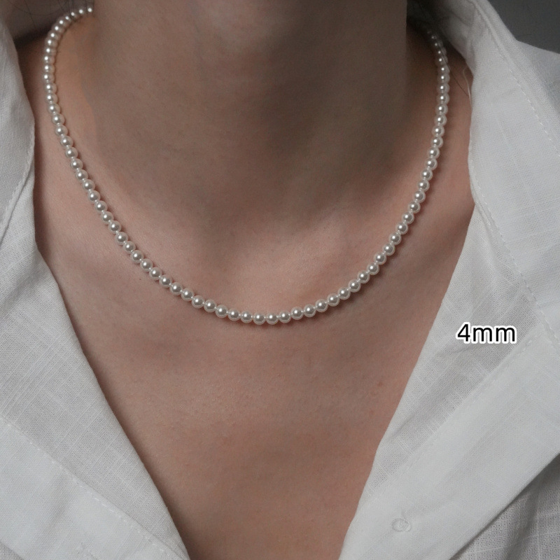 S925 sterling silver pearl necklace women's ultra-fine baby milky beads niche 2025 new neck chain