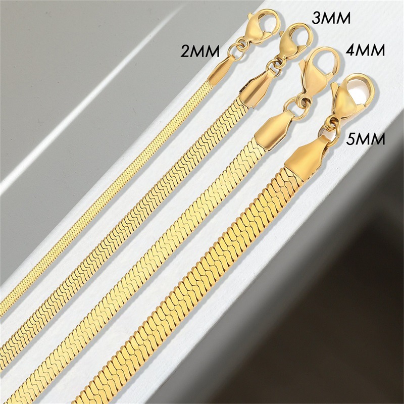 eManco Collarbone Chain Women Titanium Steel Snake Bone Chain Necklace 5mm Choker Simple Minimalist