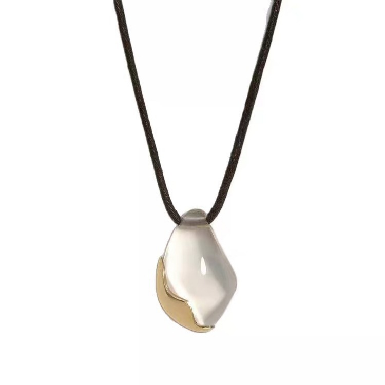 Dong Jie white crystal earrings and necklace, elegant drop pendant, delicate sweater chain