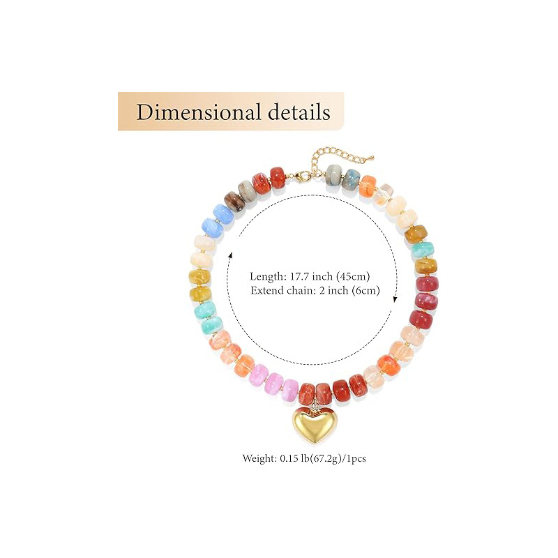 New Exaggerated Style Love Resin Necklace Handmade Beaded Barrel Bead DIY Collarbone Chain