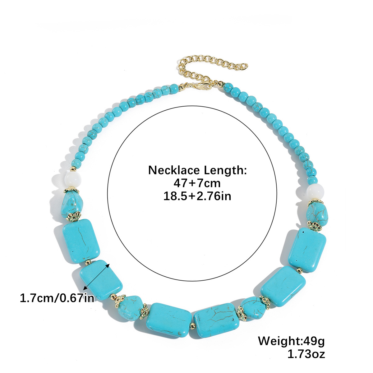 Turquoise necklace Bohemian ethnic style double-layer stacked drop turquoise necklace