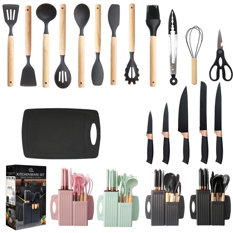 Silicone Spatula and Soup Spoon 19-Piece Set Non-Stick Silicone Spatula Multifunctional Silicone Kitchenware Knife Set