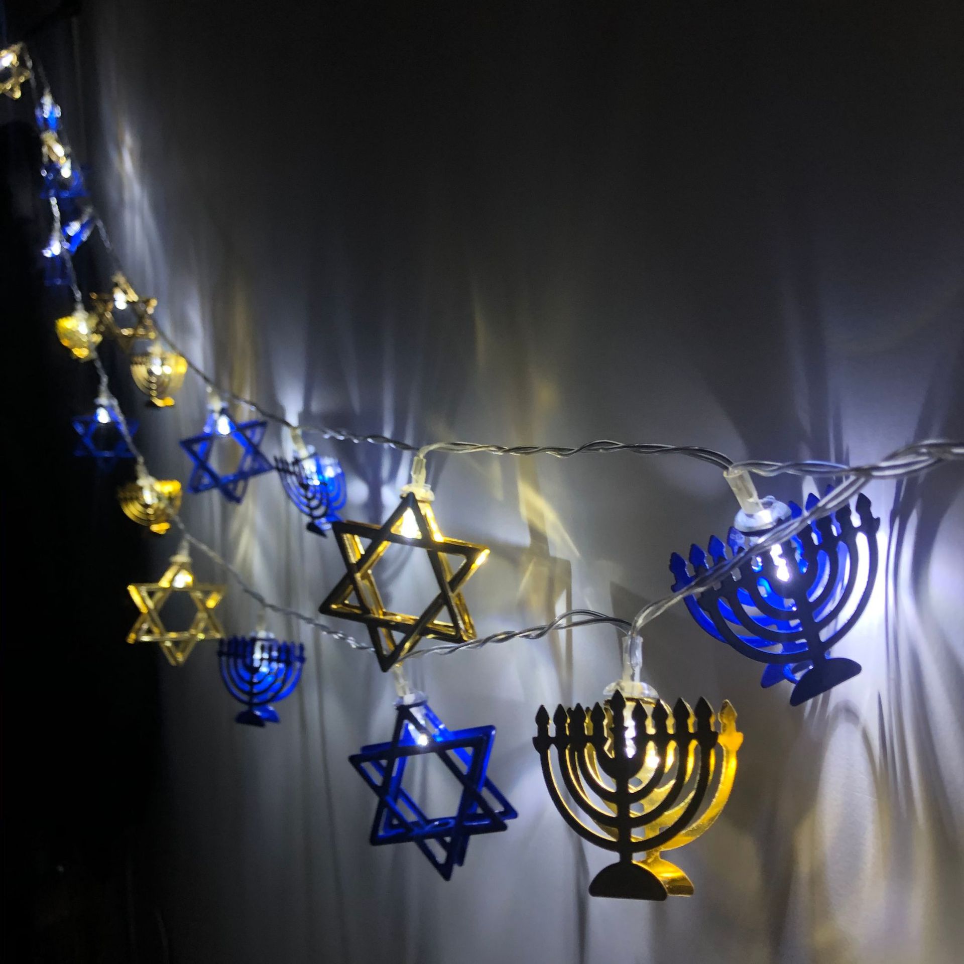 LED Menorah Star of David Light String, Hexagram Star of David Light String, Christmas Hanukkah Decorative Lights