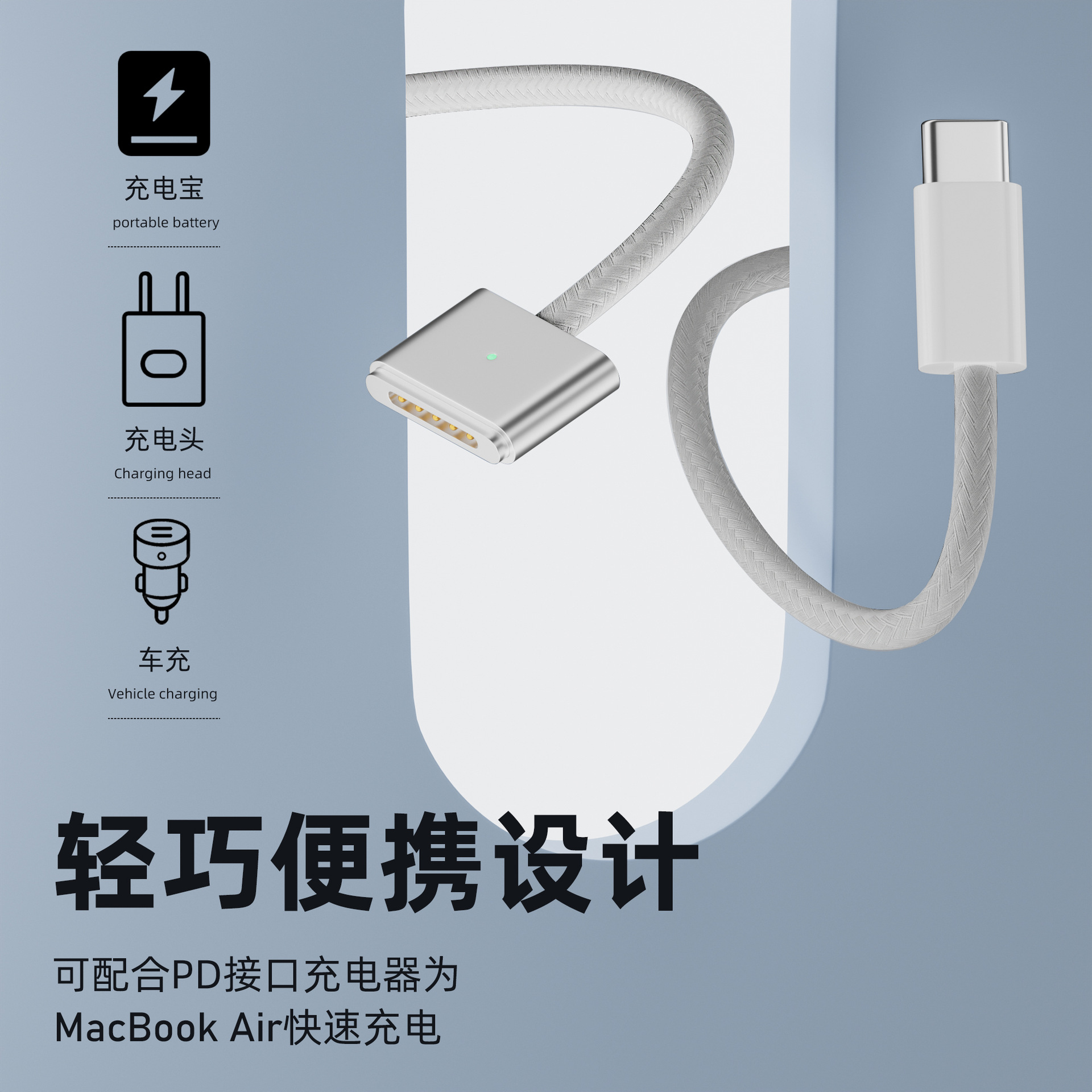 140W Magnetic TYPE-C to Magsafe 3 Charging Cable for 2021 MacBook Laptop