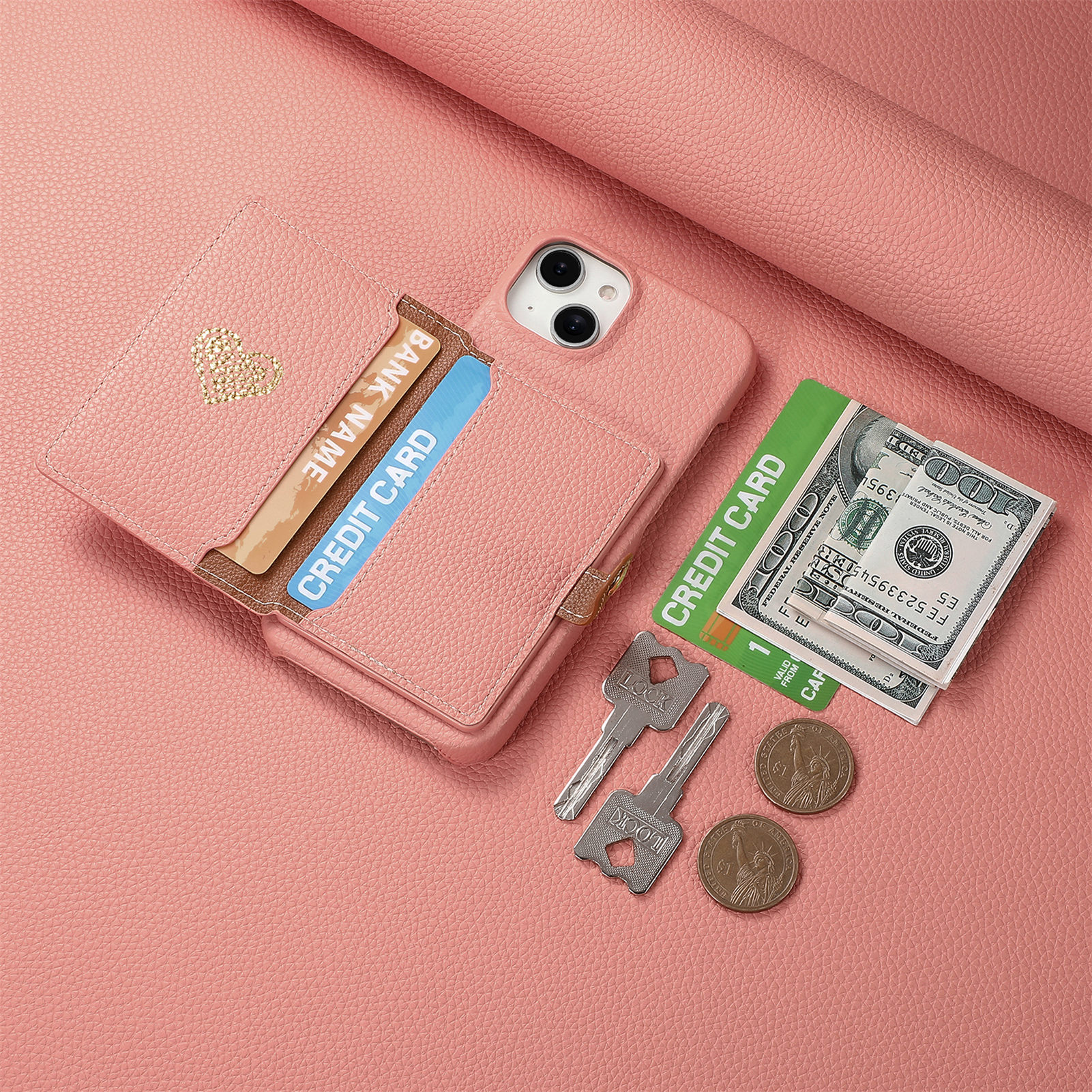 Solid color simple pebble grain edge-coated phone case for Apple 18 protective case iPhone 17PM card holder protective case