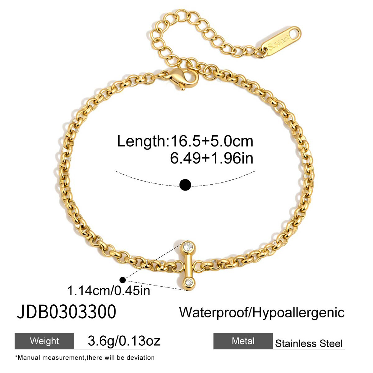 Jieding stainless steel zircon bracelet niche stacking hand jewelry titanium steel 18k accessories