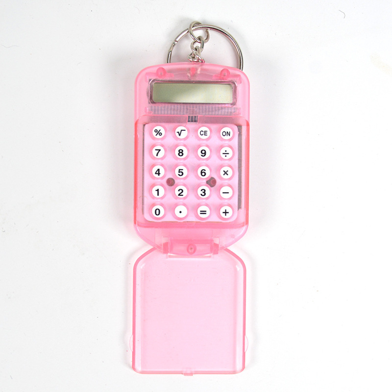 Transparent Mini Calculator Pocket Flip Calculator Student Portable Keychain Pendant Calculator