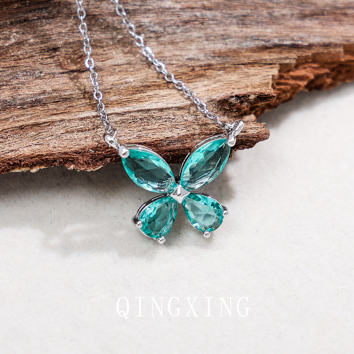 S925 Pure Silver Needle Red Corundum Spinel Butterfly Ear Studs Super Fairy Lake Green Pendant Collarbone Chain Women's Accessory