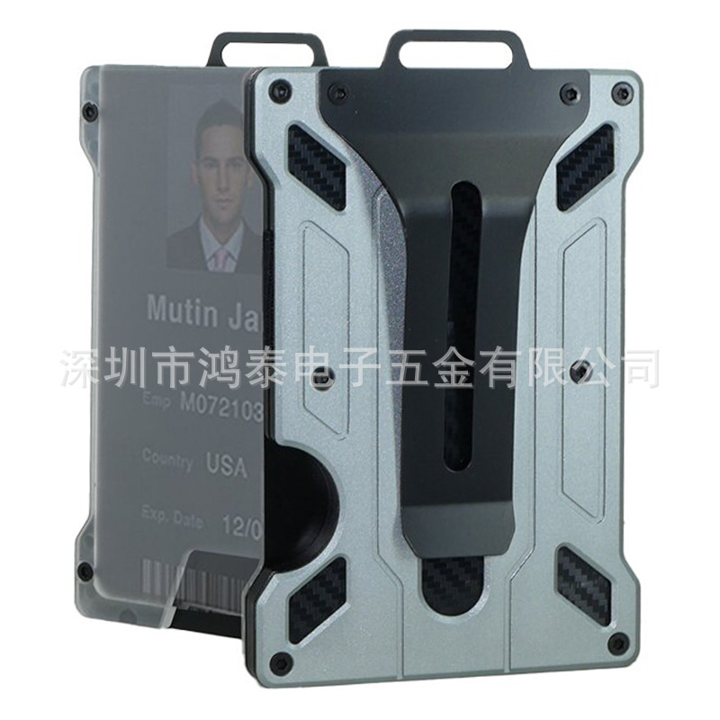 New Aluminum Alloy Card Holder Transparent Badge RFID Metal Wallet Work ID Card Clip with Badge Slot