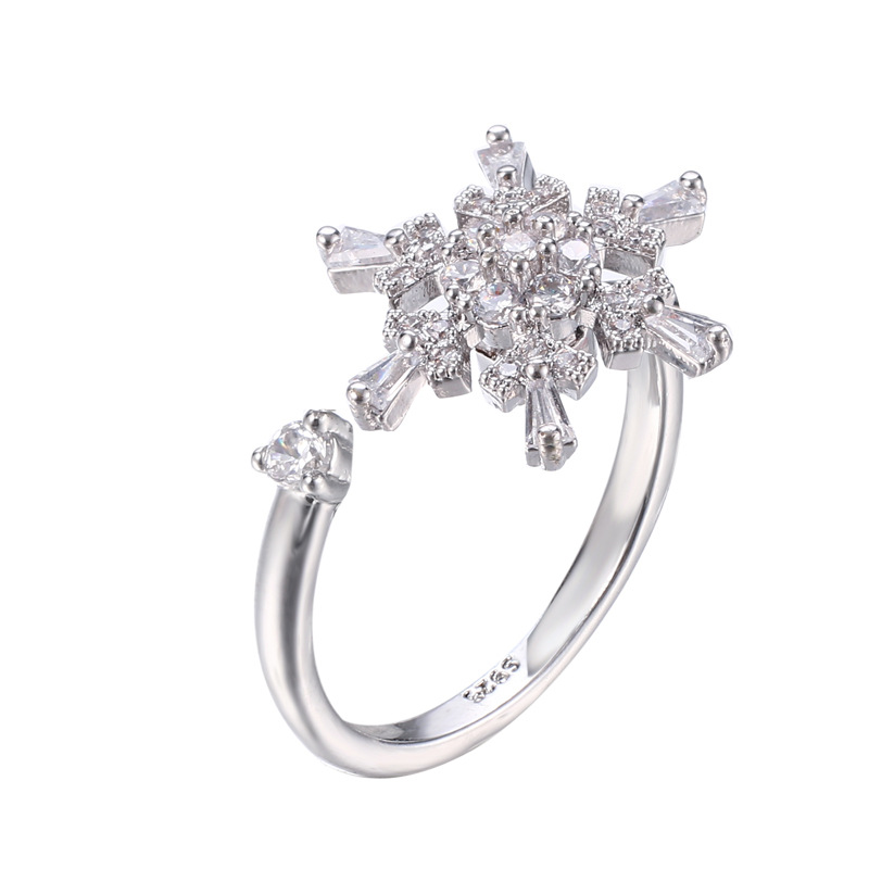 Rotating ring micro-set zircon copper open ring jewelry