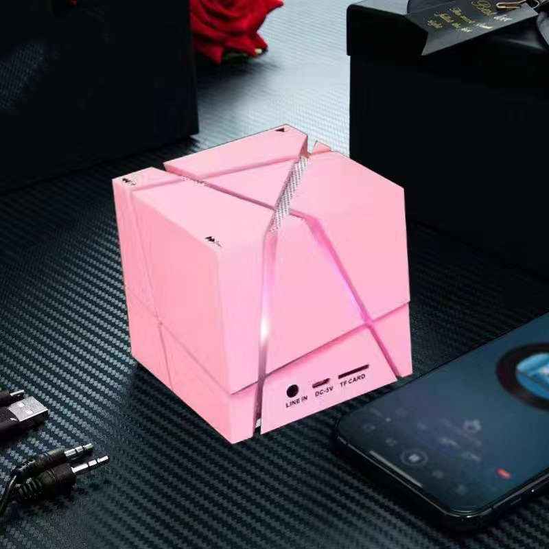 Rubik's Cube Bluetooth Smart Speaker Colorful Lights Mobile Phone Subwoofer Portable Wireless Mini Card AI Speaker Gift