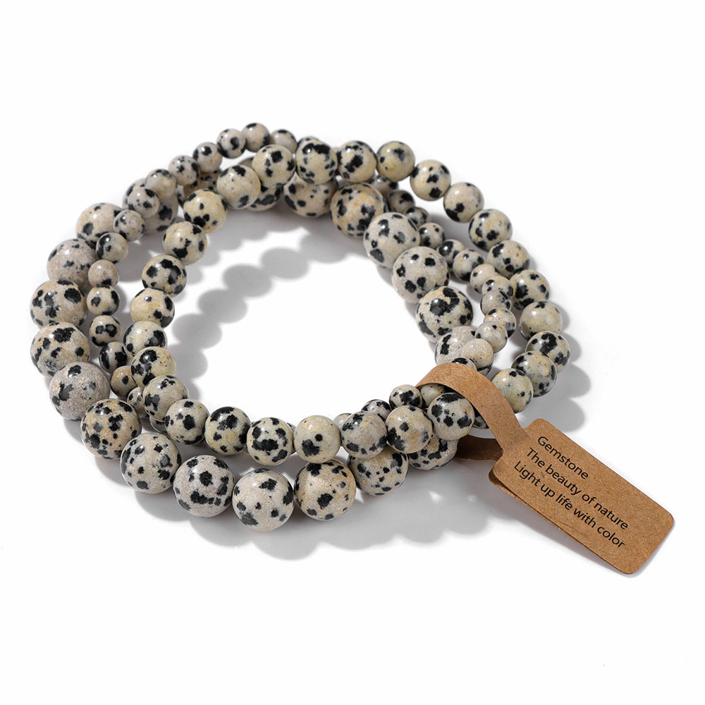 4mm/6mm/8mm three-piece bracelet set stone beads elastic rope simple label set unisex hand jewelry