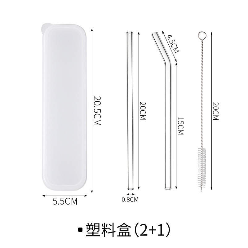 High Borosilicate Transparent Glass Straw Heat-Resistant Durable Set Non-Disposable Pregnant Women Juice Drinking Straw Bendable Portable