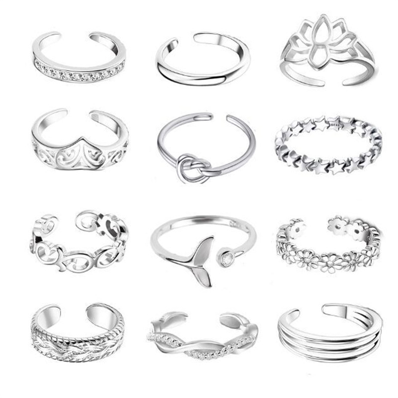 Toe Ring Micro-Set Diamond Lotus Knot Lady Open Toe Ring Joint Toe Ring