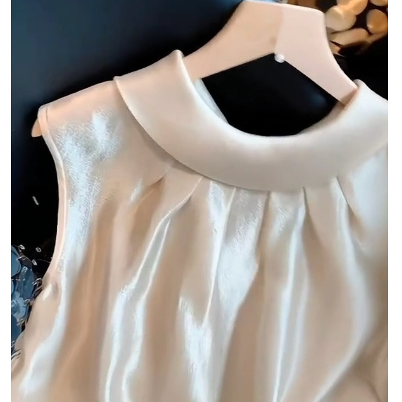Pearl Satin Sleeveless Camisole for Women 2026 Summer New Chic Top