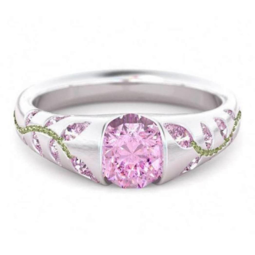 Independent Station Multicolor Exquisite Leaf Inlaid Gemstone Ring Exclusive Supply