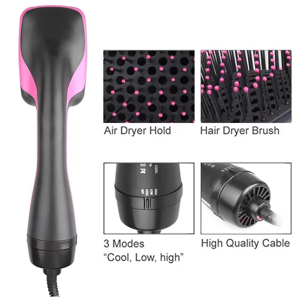 2-in-1 Hot Air Brush Square Brush Wet and Dry Curling Straightening Iron Negative Ion Curling Iron Storage Curling Negative Ion