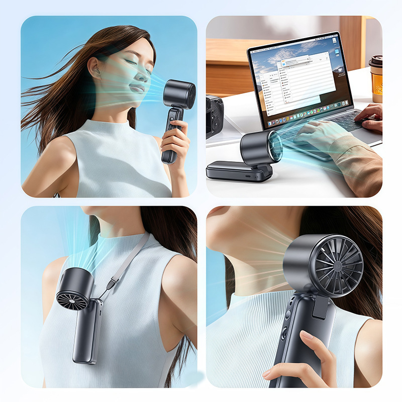 New Semiconductor Ice Compressor Handheld Fan Portable Outdoor Foldable Small Fan Turbo Digital Display Mini Fan