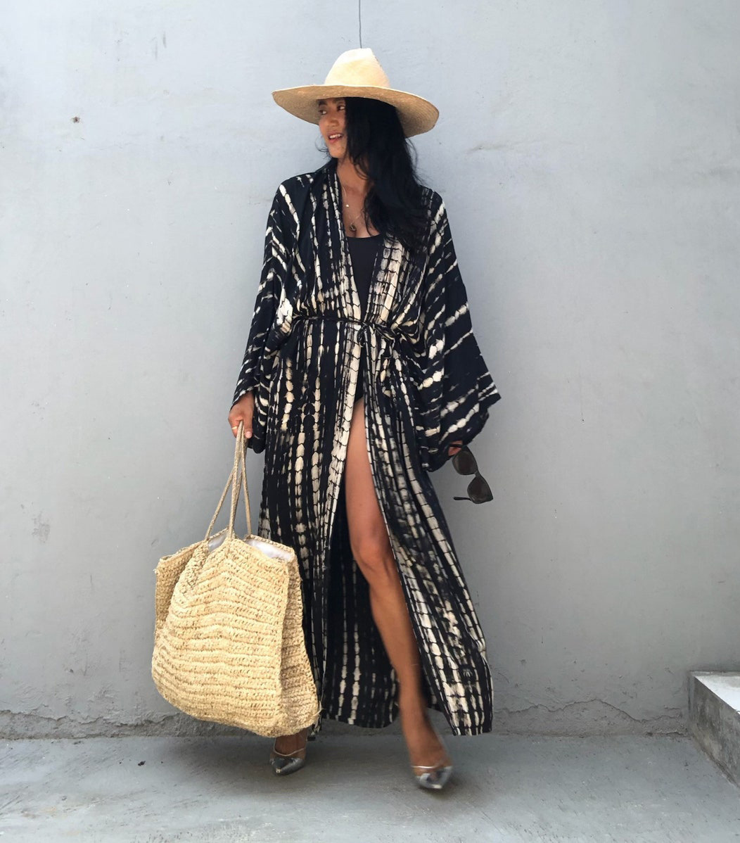 New Rayon Printed Cardigan Loose Sun Protection Beach Jacket Cardigan Bikini Swimsuit Cover Up Outer Layer