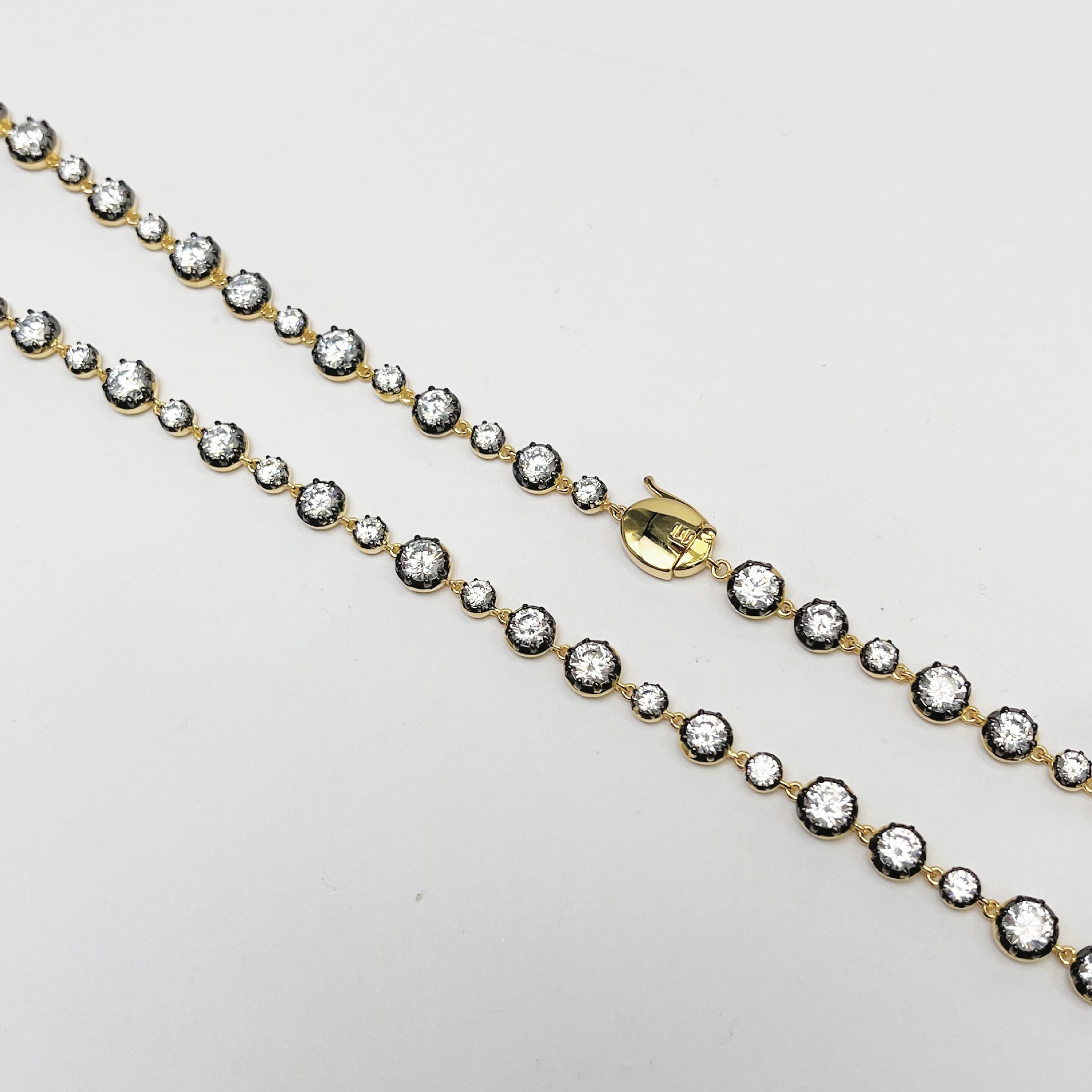 Staggered Bubble Drill Black Gold Necklace S925 Silver Gold-Plated 18K Gold Sparkling Exquisite Niche Zircon