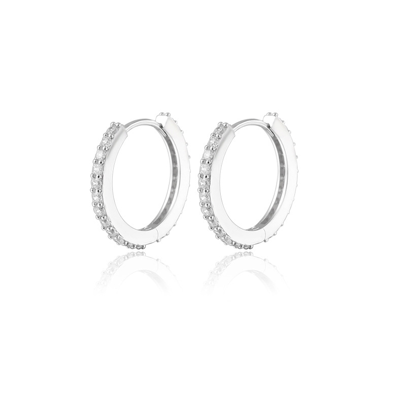 Full Diamond Zircon Ear Cuff Two-Tone Geometric Row Earring Stackable Zircon Circle Earring