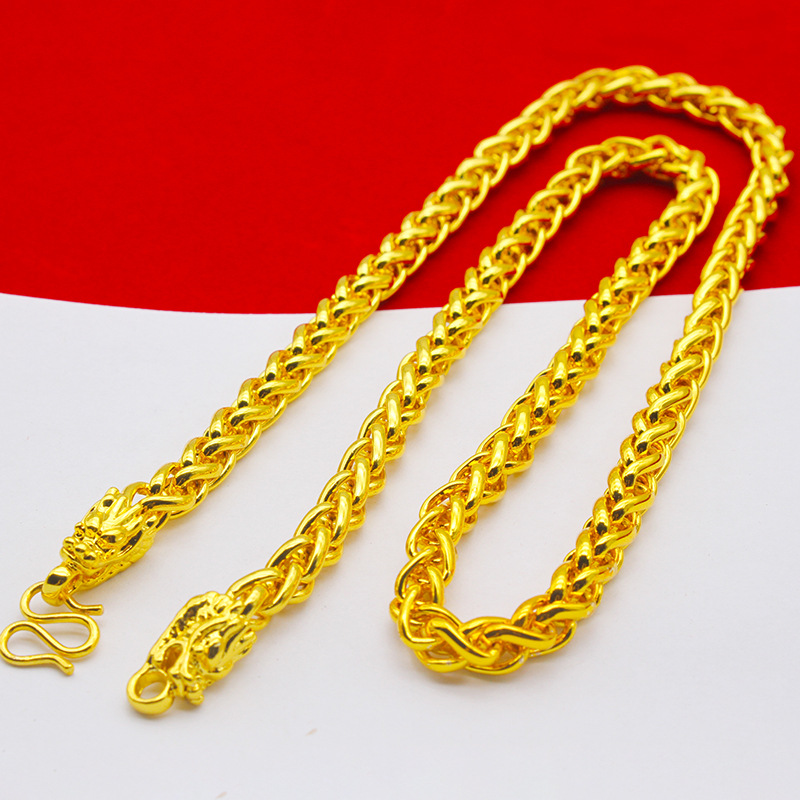Men's exaggerated bold gold chain imitation gold 7N thickened dragon head snake bone necklace gold-plated large dragon bone chain necklace
