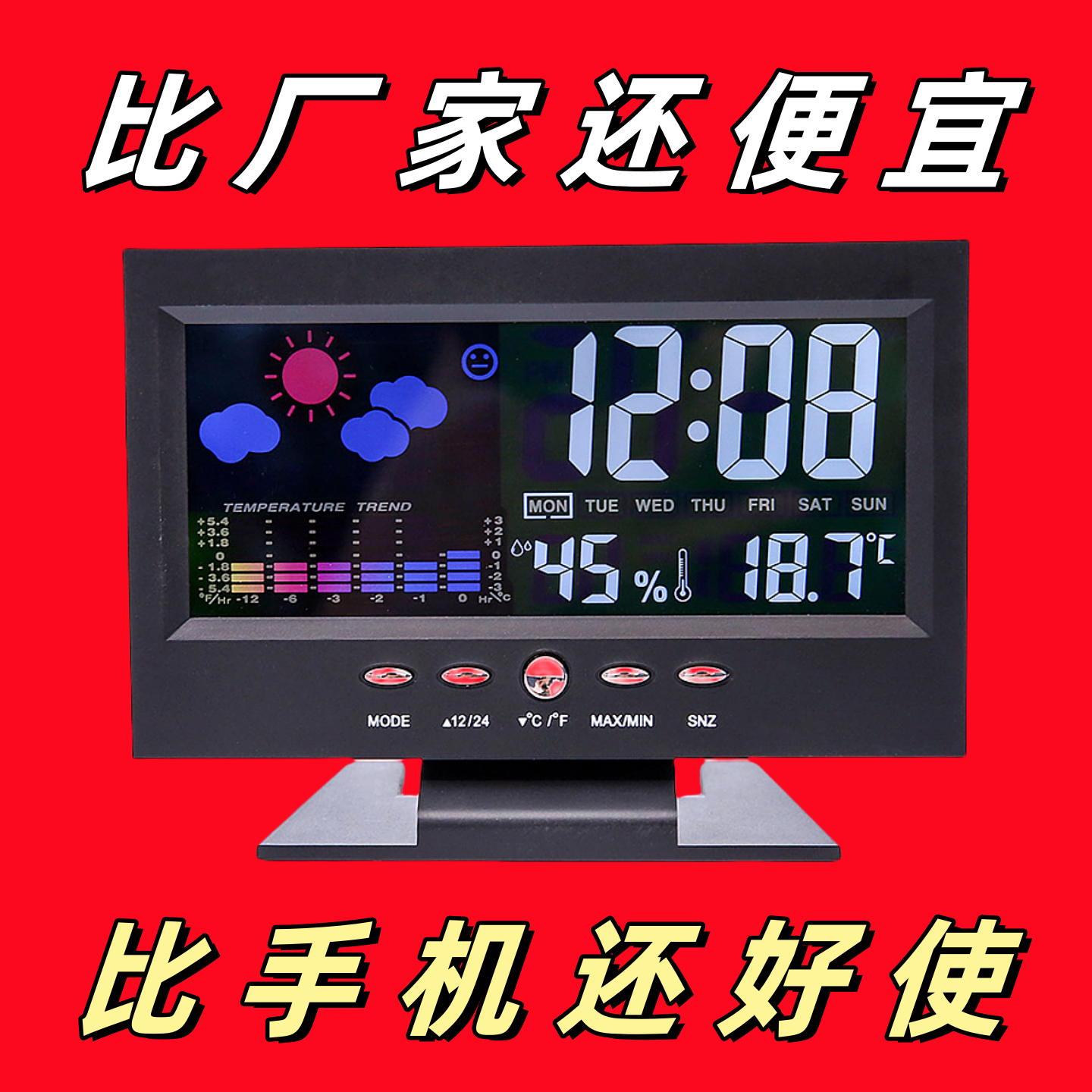 Household Electronic Clock with Perpetual Calendar Desk Clock Weather Forecast Clock Smart Multifunctional Glowing Alarm Clock Weather Color Screen