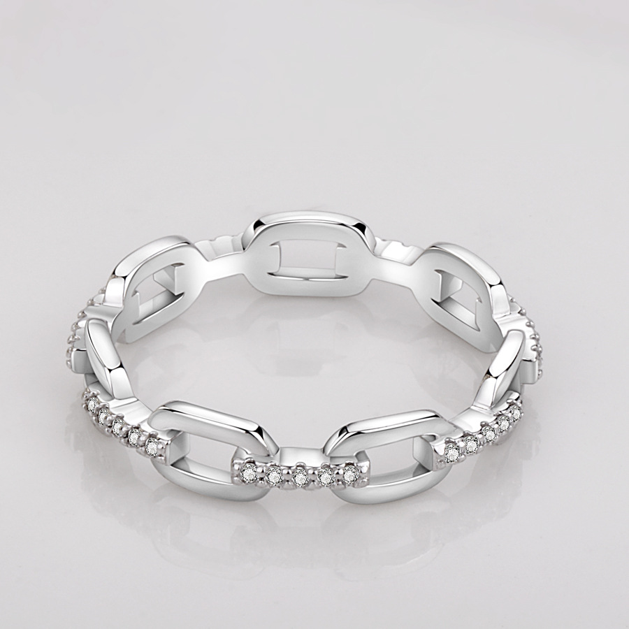JZ473 Simple interval diamond lock chain small ring micro-set cubic zirconia women's surround diamond chain diamond ring