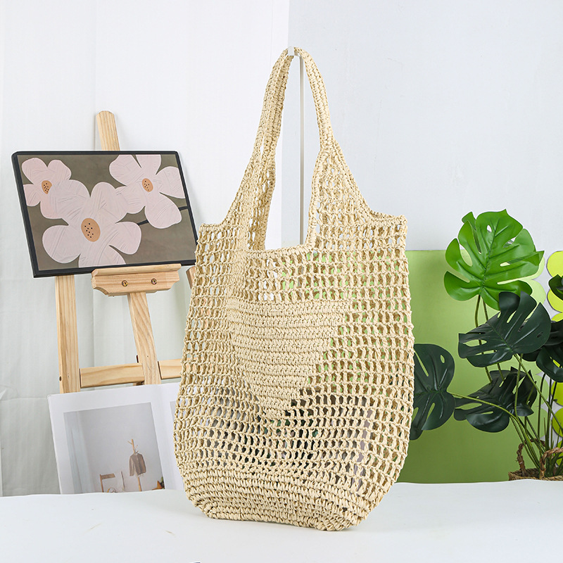 New Large Capacity Hollow Out Woven New Woven Bag Large Capacity Straw Bag Fresh Handheld Beach Bag