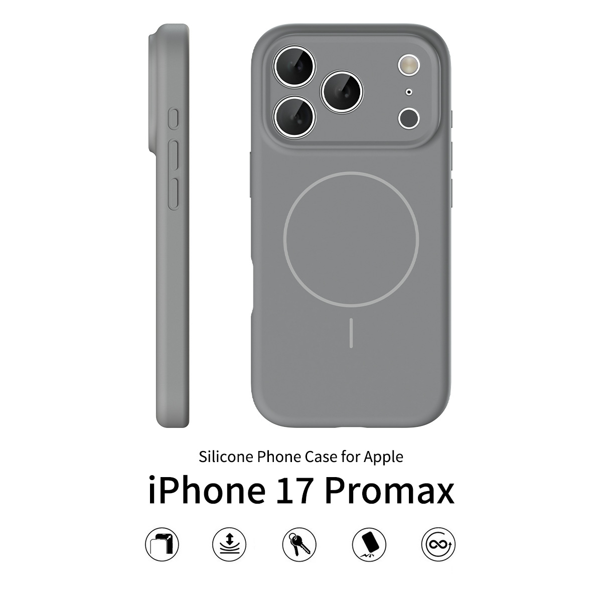 Silicone case for iPhone 17 Pro Max solid color anti-falling
