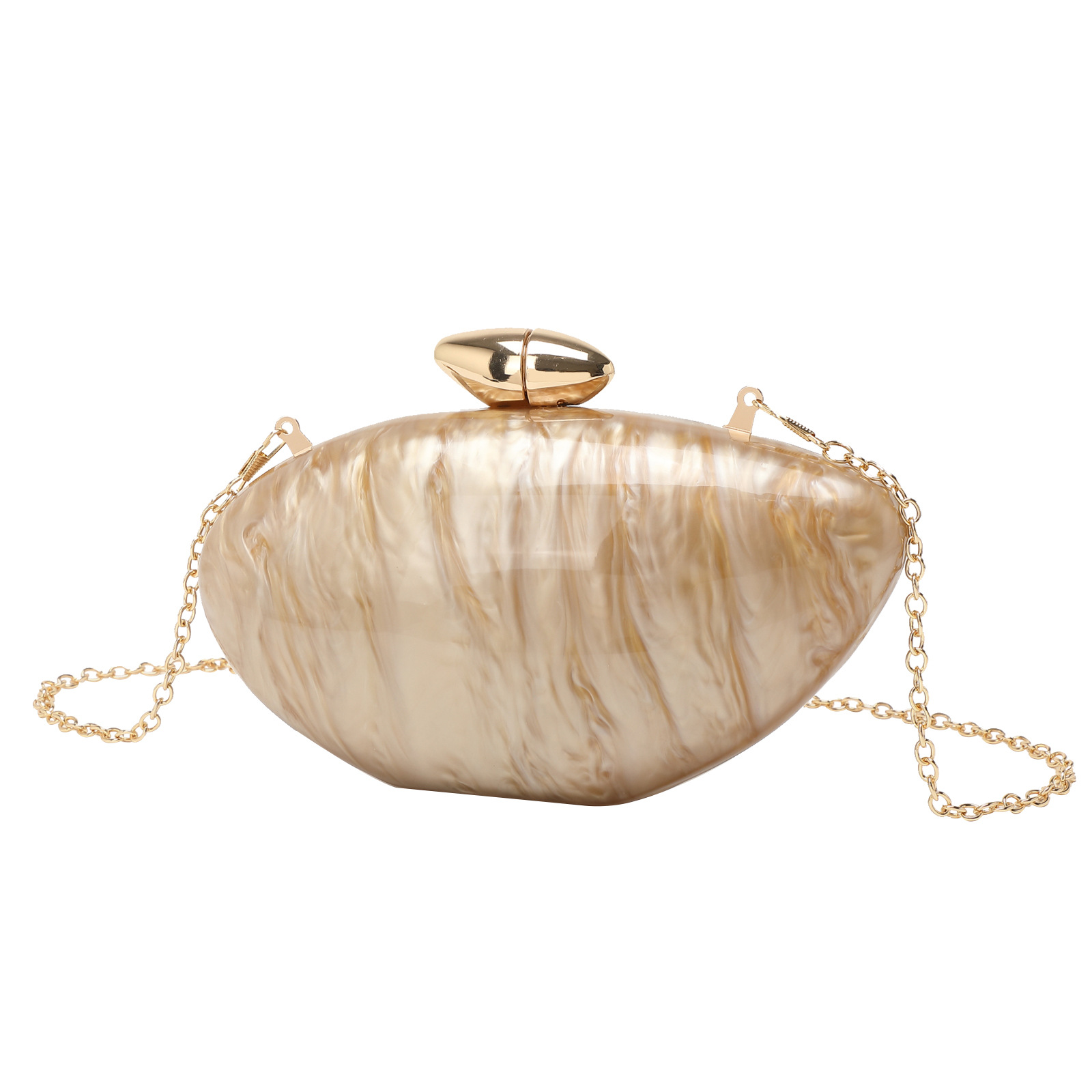 2024 New Evening Bag Women Acrylic Clutch Bag Oval Bag Chain Shoulder Bag