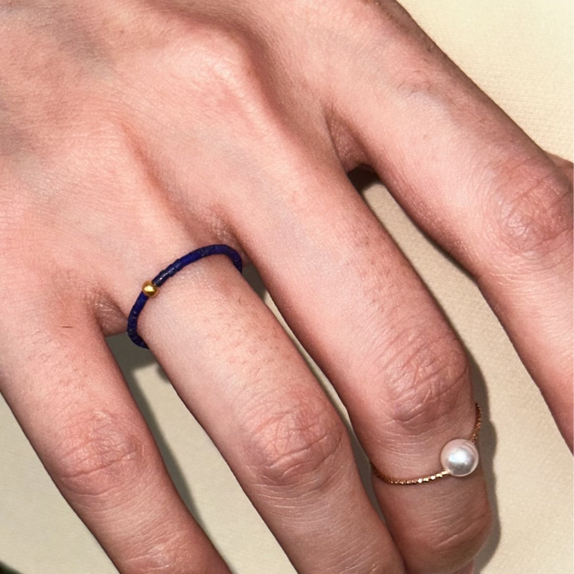 Ultra-fine 1mm lapis lazuli Klein blue S925 sterling silver ring hand-made tattoo sense plain ring for women