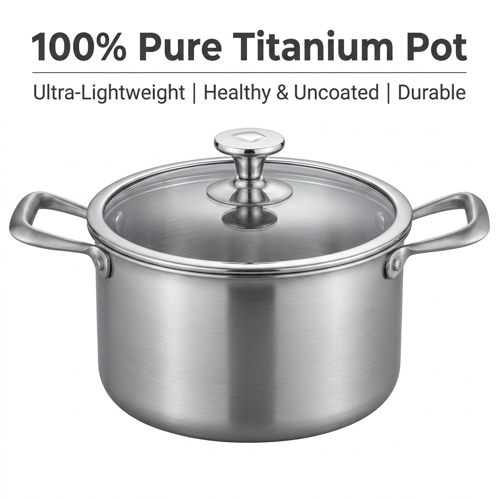 New household soup cooking 24cm pure titanium non-stick stew pot with handle large steaming integrated double ear pure titanium soup pot