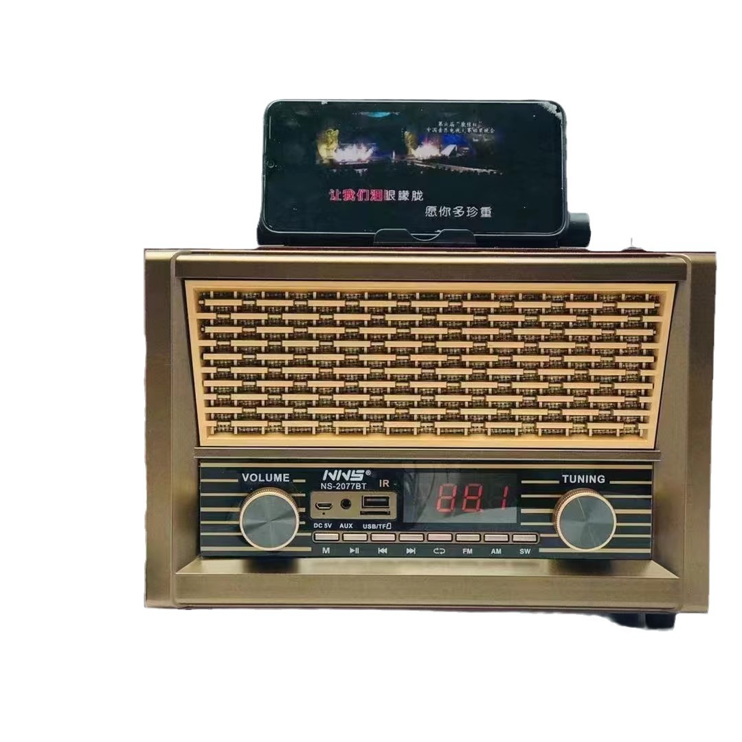 New NS-2076BT Bluetooth Speaker Portable Loud Old Man Nostalgic Wooden Full Band Radio
