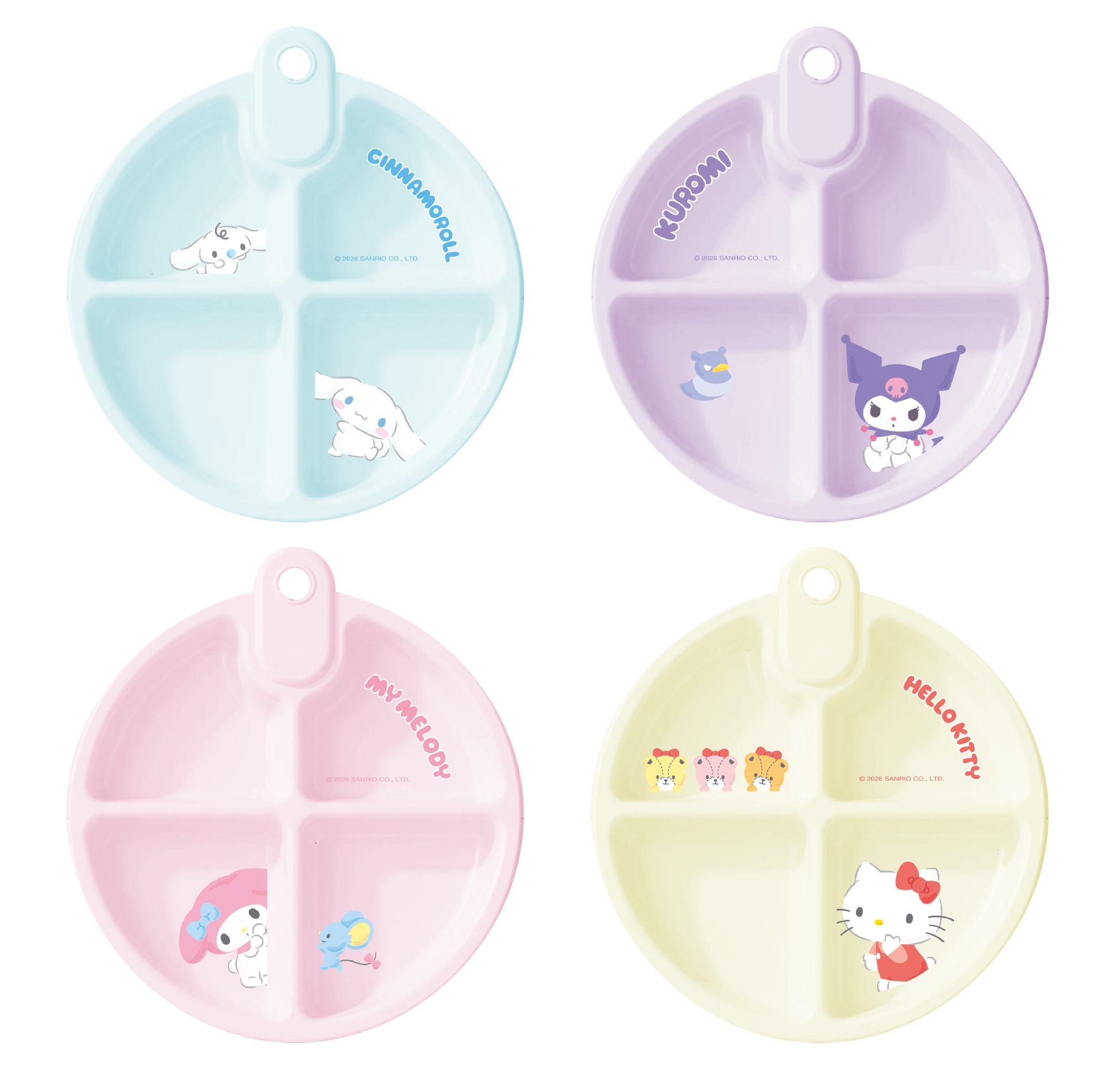 Sanrio Official Divided Plate Kitchen Green Onion Ginger Garlic Prep Plate Snack Plate Fruit Plate Bone Plate Dip Plate