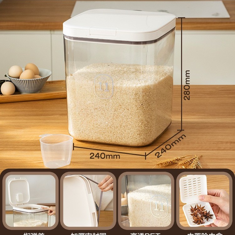 Flour Bucket with Flip Lid, Food-Grade Storage Airtight Container, Rice Bucket, Flour Bucket, Insect-Proof and Cat Food Storage Container