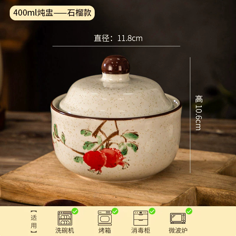 Japanese ceramic stew pot earthenware pot water-separated stew pot household medicine pot soup pot stew soup bowl with lid bowl bird's nest egg steaming bowl stew pot