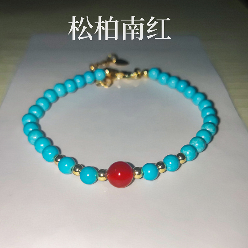 40绿松南红手串-金色