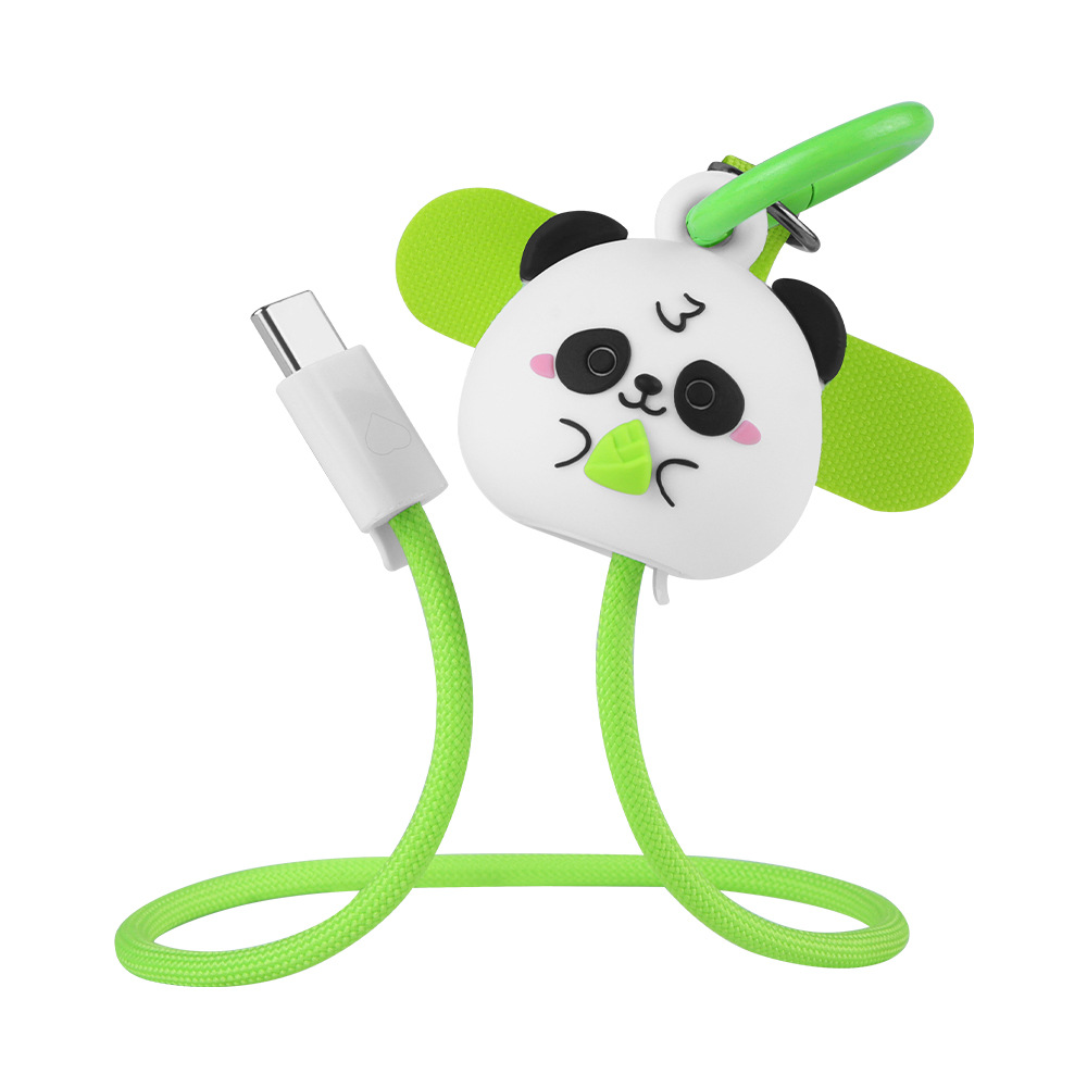 Panda Bracelet Data Cable 60W Fast Charge Cartoon Cute Phone Lanyard Portable Charging Cable Dual Type-C Interface