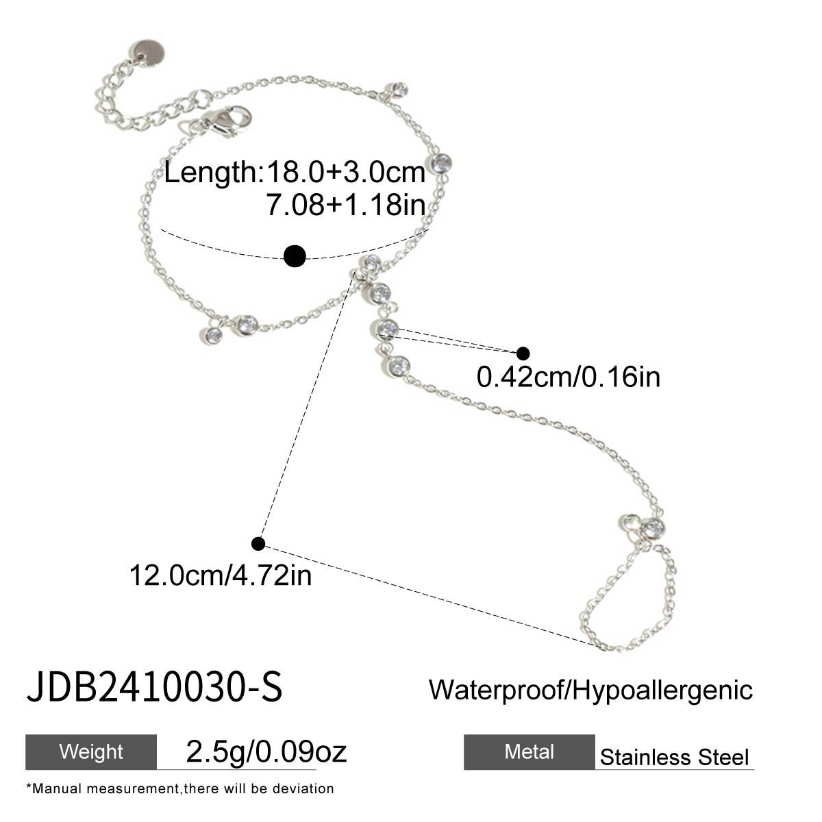 Jieding stainless steel zircon pearl connected bracelet titanium steel niche bracelet