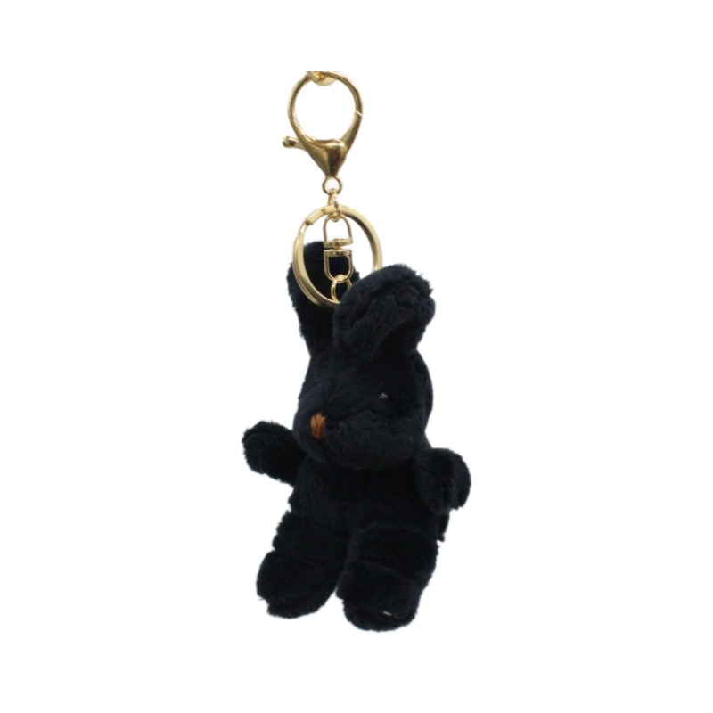 Japanese and Korean Cute Plush Pilot Bunny Bag Charm Cool Black Rabbit Keychain Interesting Couple Pendant