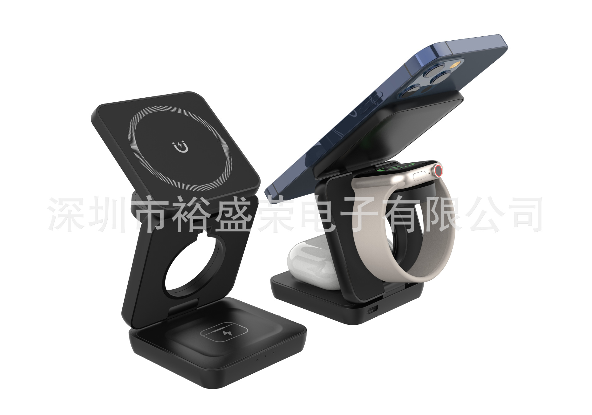 Magnetic Wireless Charger 3-in-1 Foldable for Apple Huawei Wireless Fast Charging Phone Stand