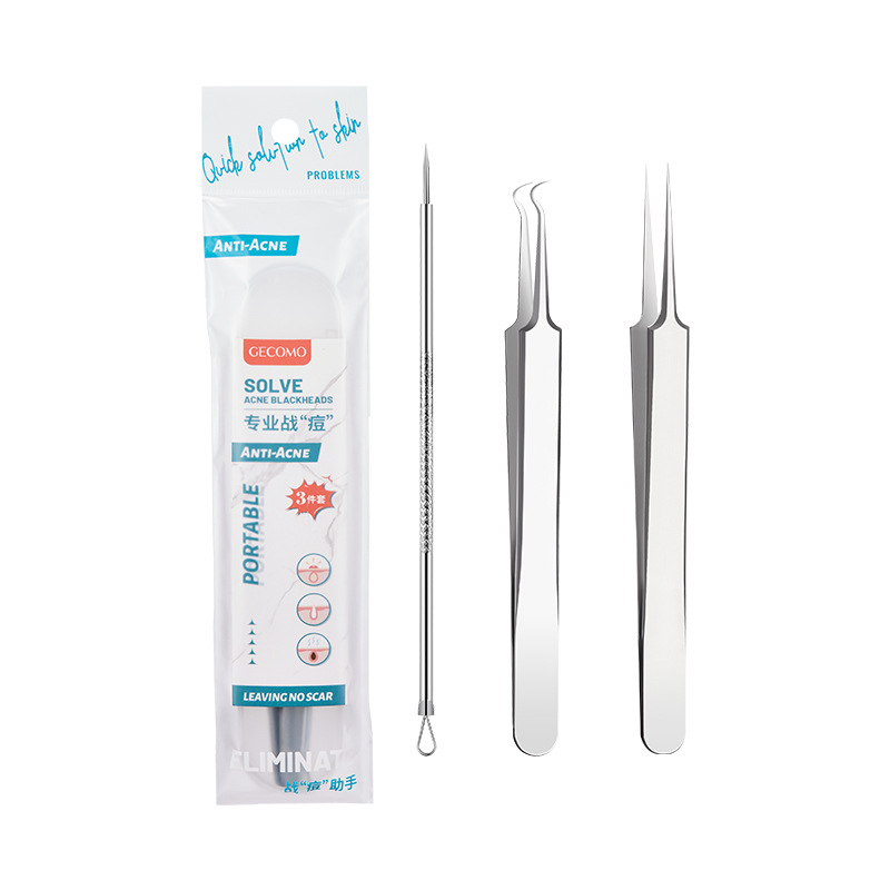 GECOMO stainless steel acne needle set blackhead needle pimple clip tweezers beauty tool cell clip beauty needle