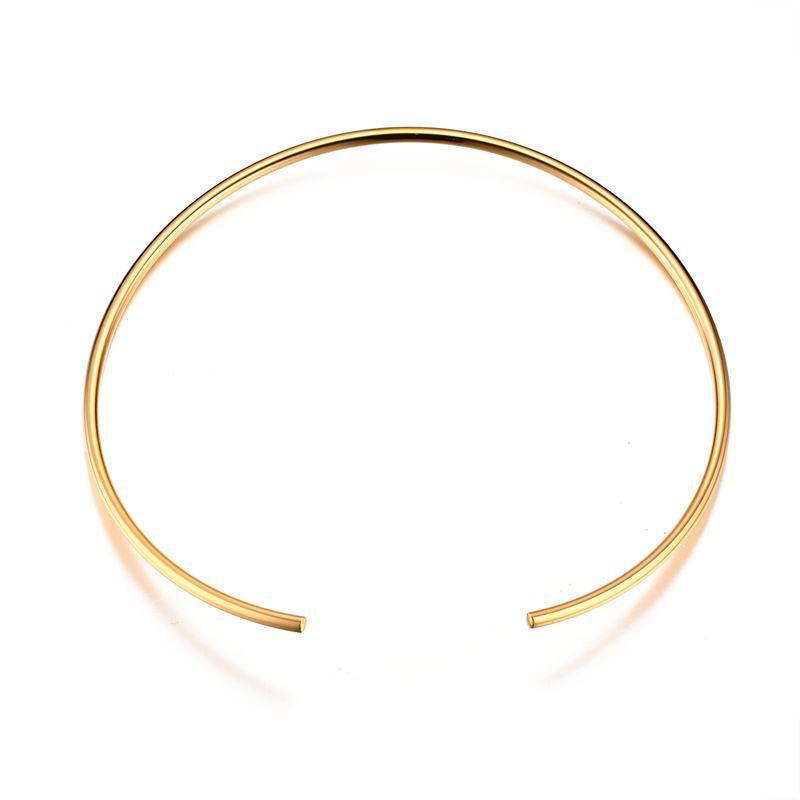 Huanmu Accessories Gold Collar Electroplated 18K Gold Stainless Steel Simple Necklace Women's Accessories