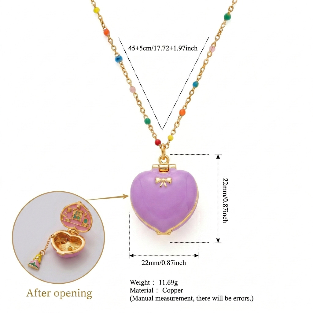 Pink-gold openable photo frame necklace for women, five-pointed star and heart, cute and popular gift necklace