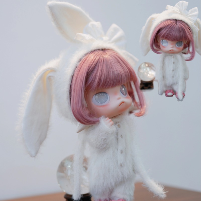 zsiga Gazi doll clothes white rabbit fluffy set outfit change handmade eighth scale movable figure bjd 'Yearning Place'