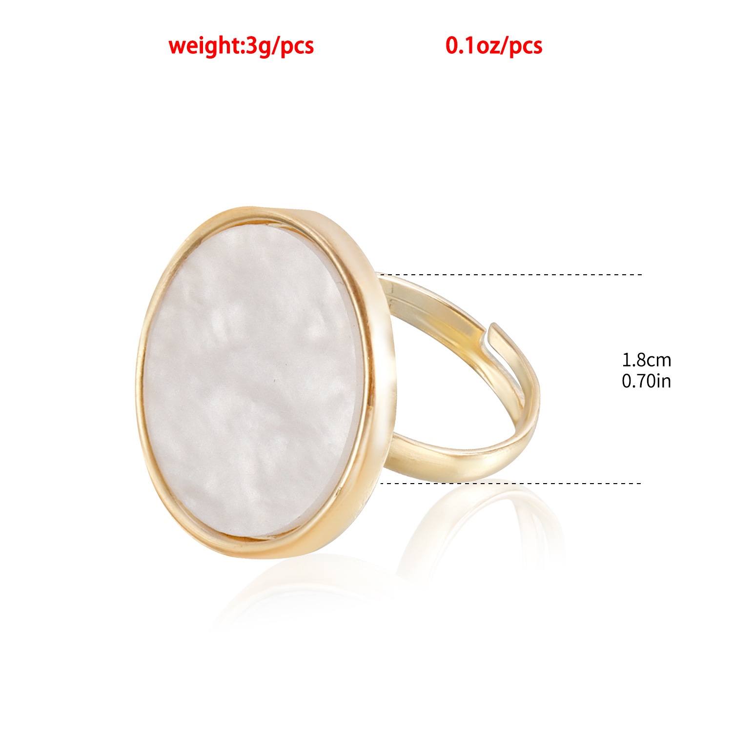 Accessories Minimalist Imitation White Mother of Pearl Ring for Women Open Ring